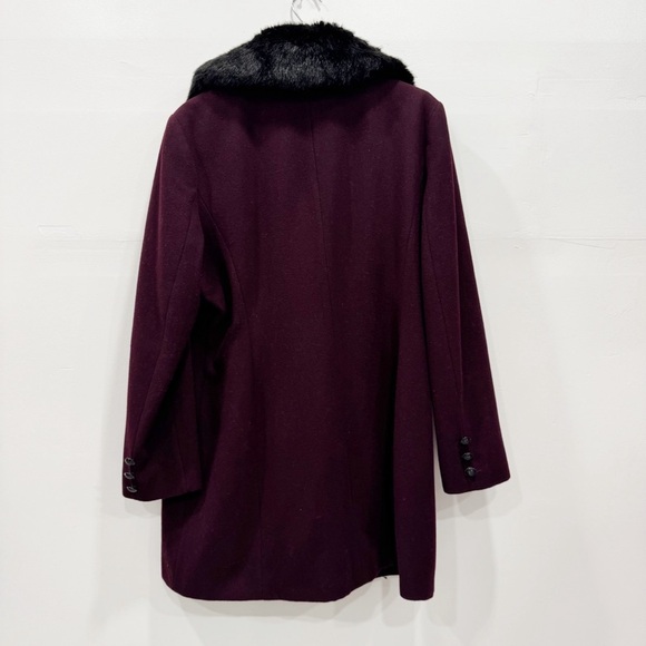 Tahari Wool Blend Pea Coat Jacket Removable Fur Collar Size XXL - Picture 2 of 8